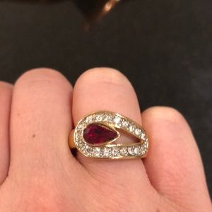 Gold with Ruby like and Diamond like Stones, Costume Jewelry